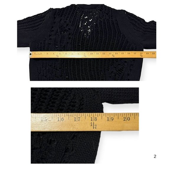 Olivaceous Cotton Cardigan with Open weave, Black, Size L - Picture 13 of 16